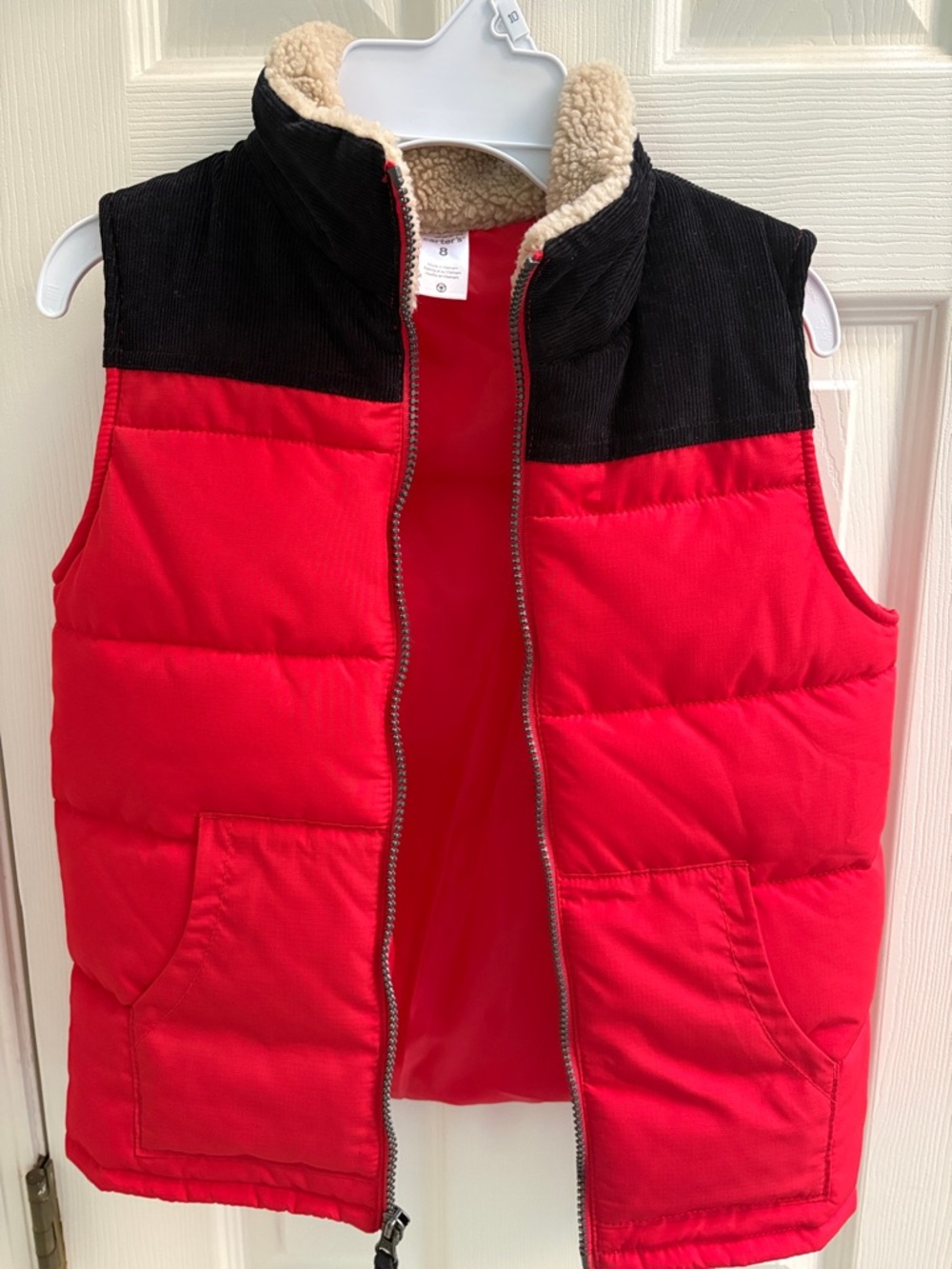 NWOT Carter’s Red Quilted Puffer Vest with Black Collar with pockets